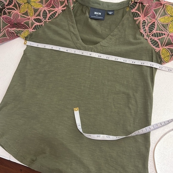 Maeve by Anthropologie Bridey Floral Embroidered Puff Sleeve Boho Green Top XS - Picture 5 of 9